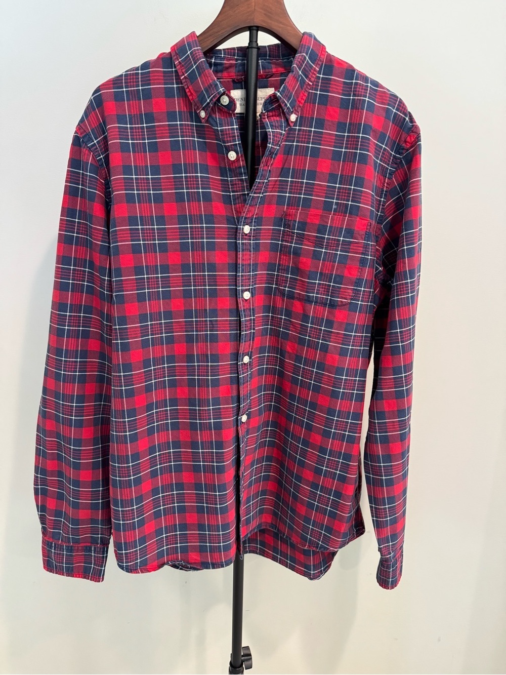 Ralph Lauren Denim & Supply Mens Red, Blue with White Plaid Button Up XL
